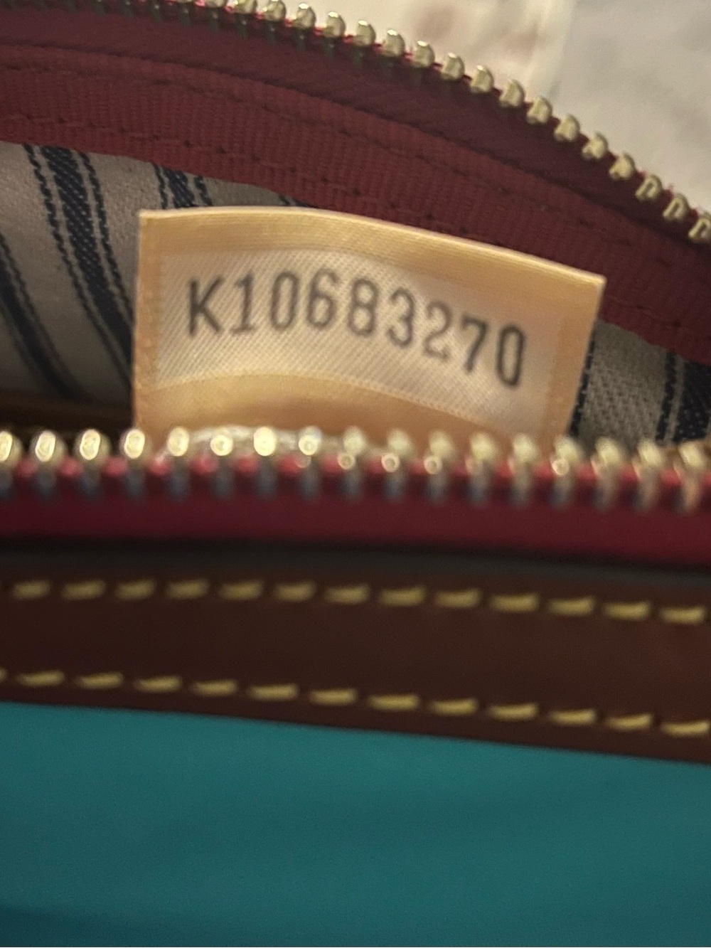 Dooney & Bourke Teal Nylon Domed Wayfarer Crossbody Bag with Brown Leather Trim - Picture 5 of 10